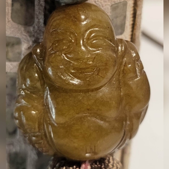 RARE Rafael Sanchez Suede Leather Crossbody BUDDHA stone charm, beads & tassels - Picture 4 of 15